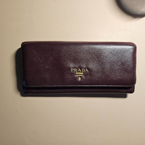 Prada Bordeaux Multicolor Saffiano Leather Wallet - Picture 16 of 16